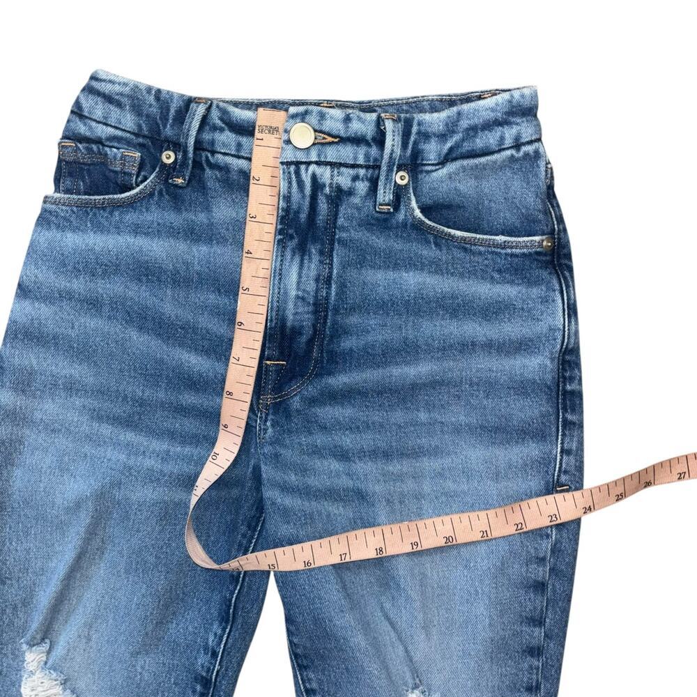 Good American Good Leg Jeans Straight Leg Distressed Denim Women’s 24 Classic - Picture 12 of 13